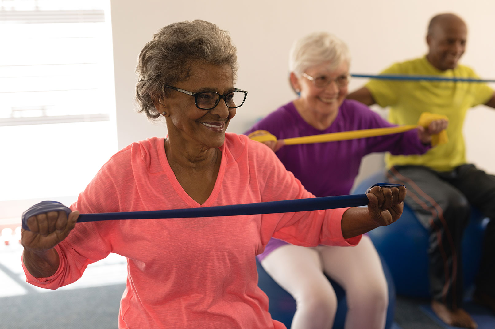 Residents taking part in an exercise class at The Savoy